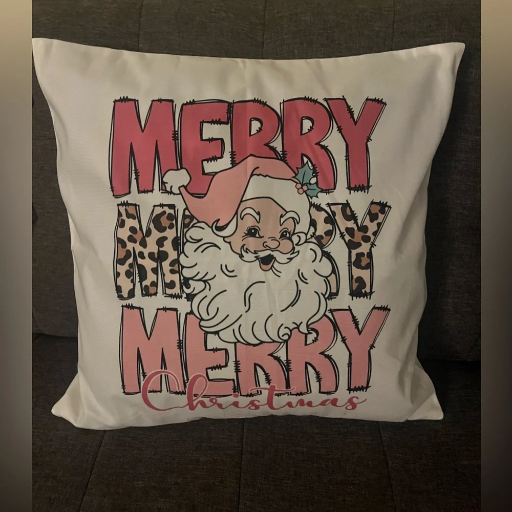 Merry Christmas Santa Throw Pillow case 14” x 14”